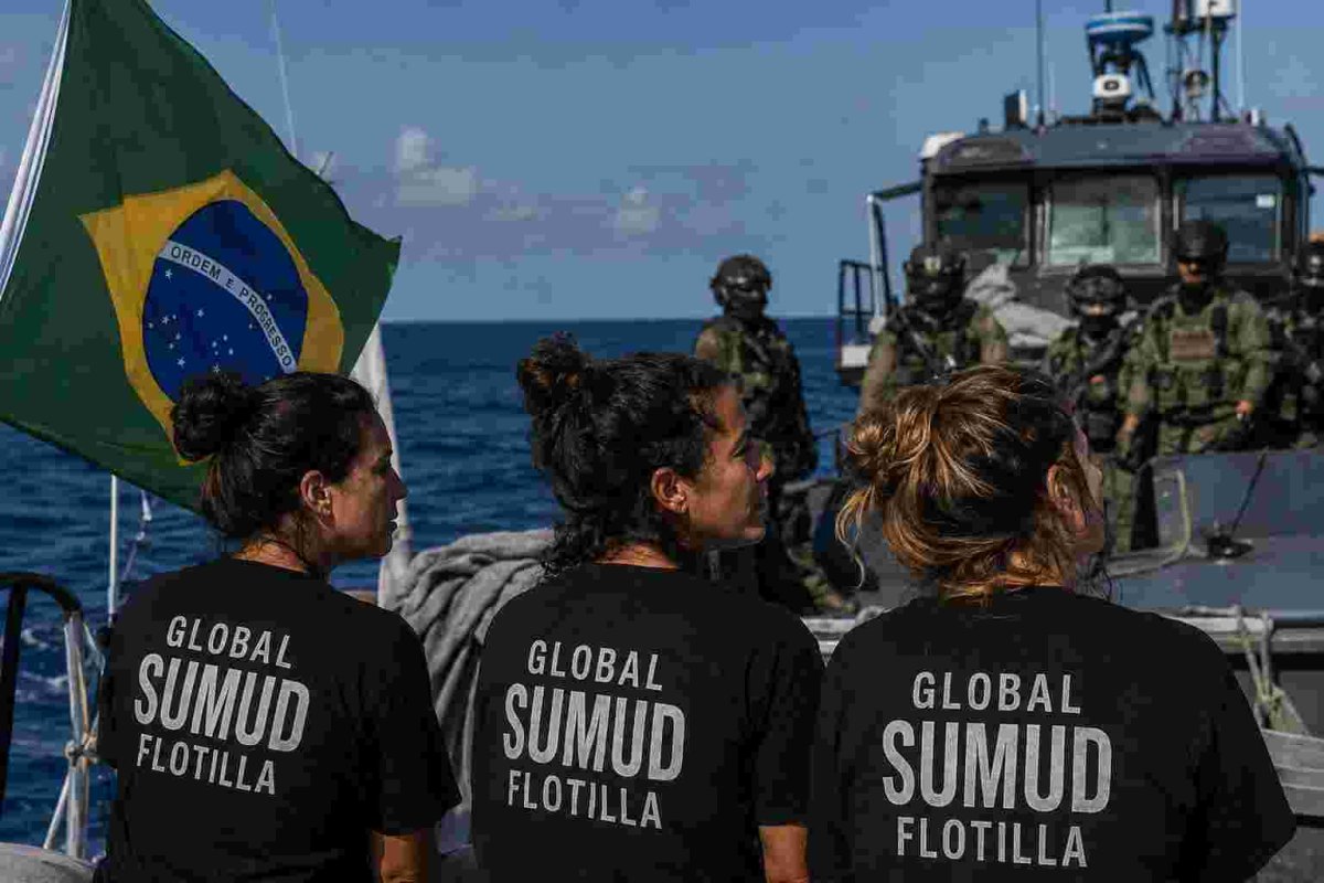 Brasileiras da Flotilha Global Sumud são detidas por forças israelenses em águas internacionais