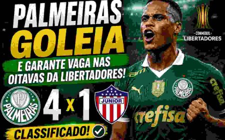 Palmeiras goleia Junior Barranquilla e garante vaga nas oitavas da Libertadores