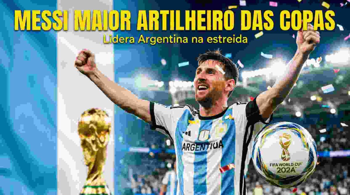 Messi vira maior artilheiro das copas e lidera Argentina em estreia