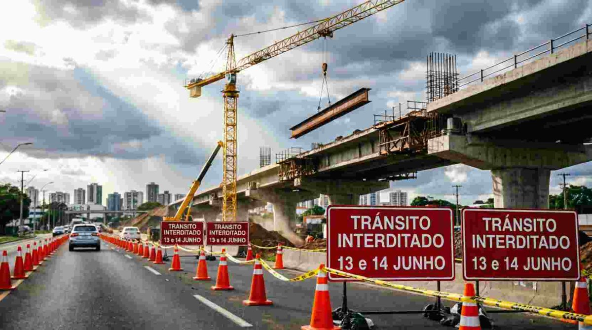 Cuiabá: Trânsito na Avenida Miguel Sutil será totalmente interditado neste fim de semana para obras de viaduto