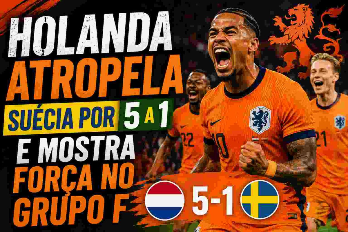 Holanda atropela Suécia por 5 a 1 e mostra força no grupo F
