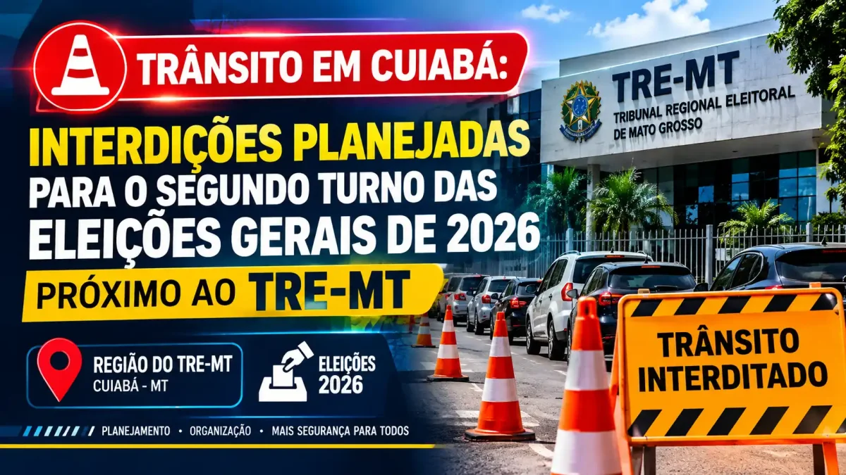 Trânsito em Cuiabá: Interdições Planejadas para o Segundo Turno das Eleições Gerais de 2026 Próximo ao TRE-MT